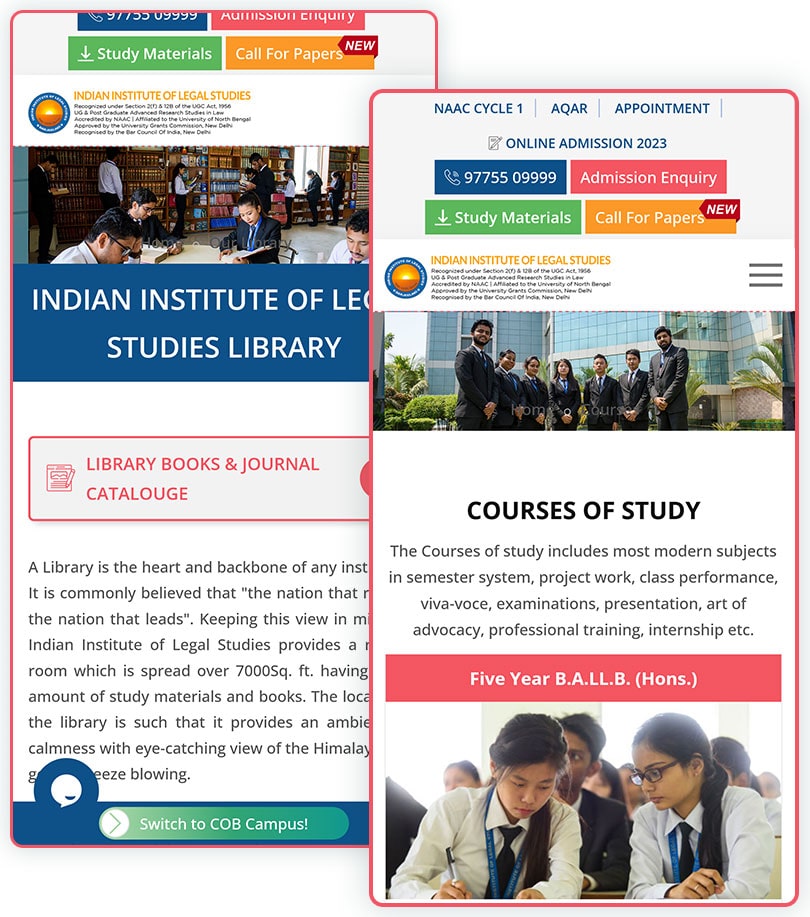 Indian Institute of Legal Studies Website Screenshot 3