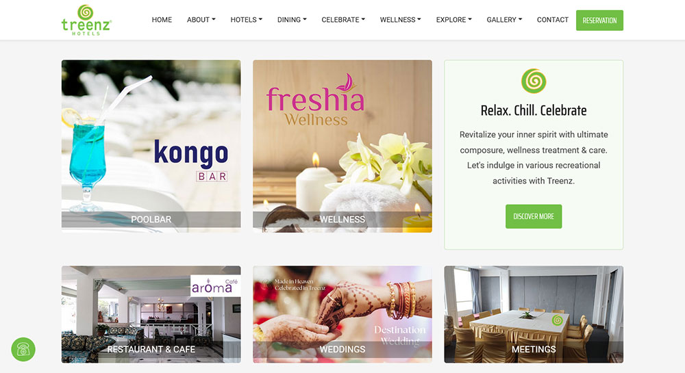Treenz Hotels Website Screenshot 2