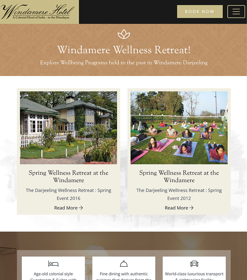 Windamere Hotel Website Screenshot 3