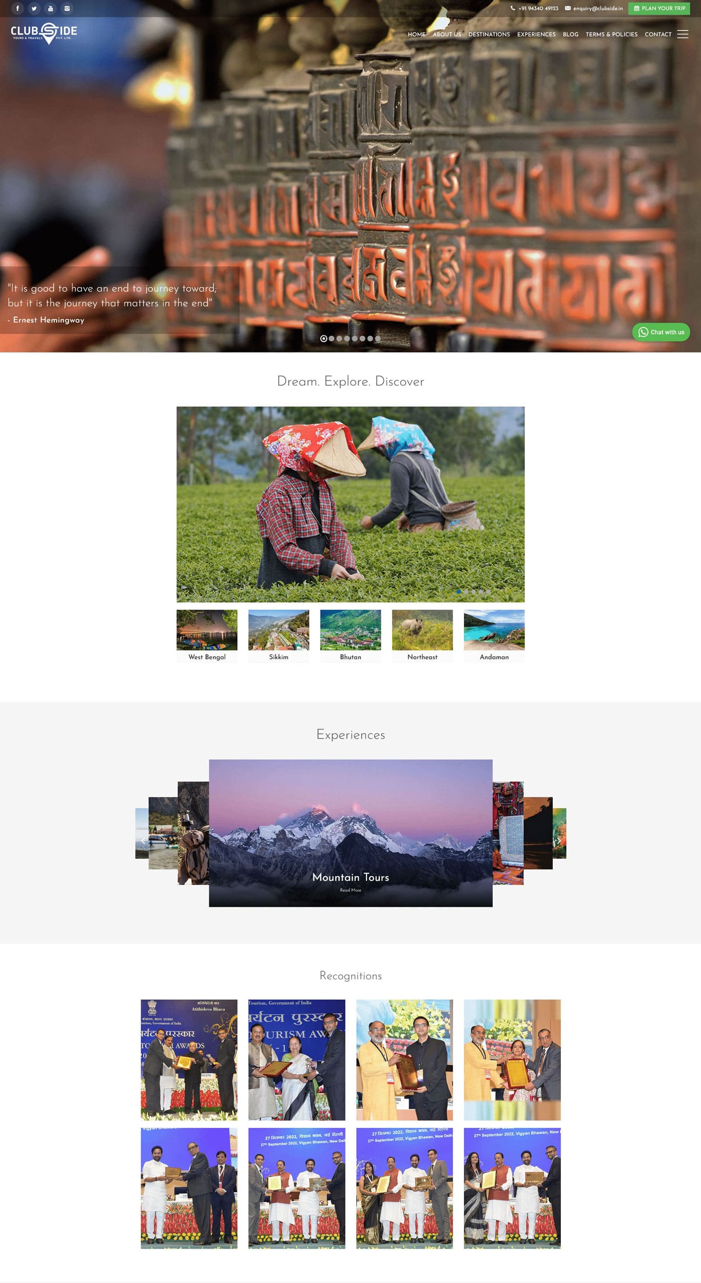 Clubside Tours & Travels Website Screenshot 1