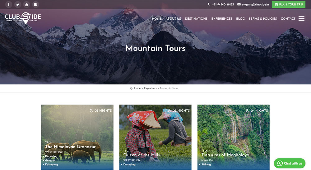 Clubside Tours & Travels Website Screenshot 2