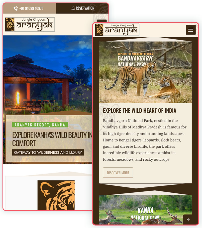 Aranyak Resort Website Screenshot 4