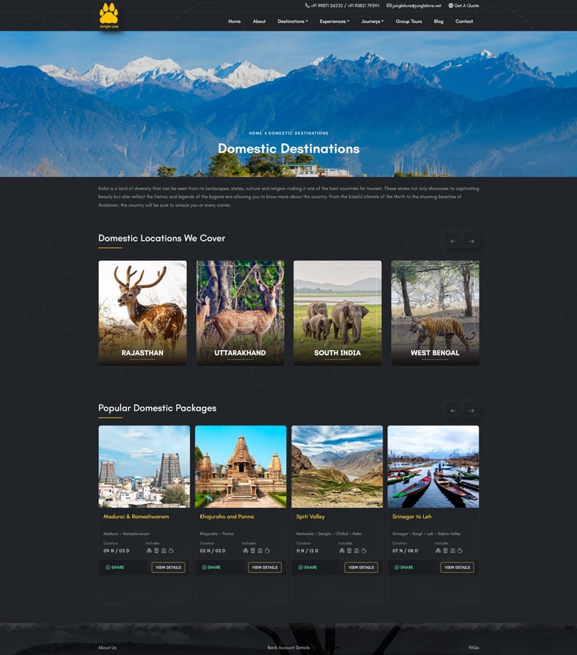Jungle Lore Website Screenshot 3