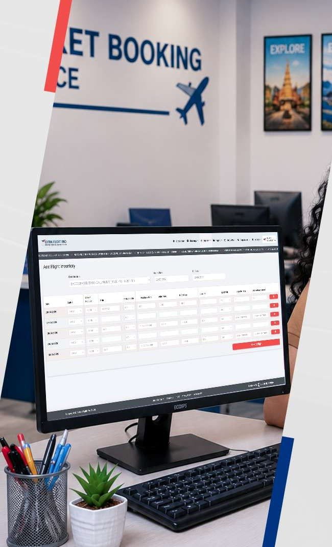 Flight ticket inventory dashboard on a desktop screen