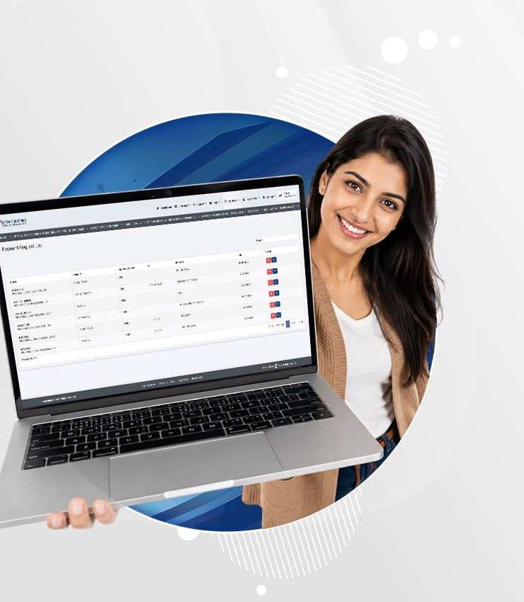 Payment request list open on a laptop